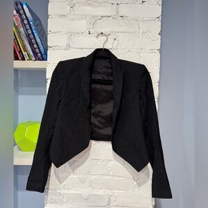 Womens‎ Black Theory Cropped Wool Suit Blazer Size 00